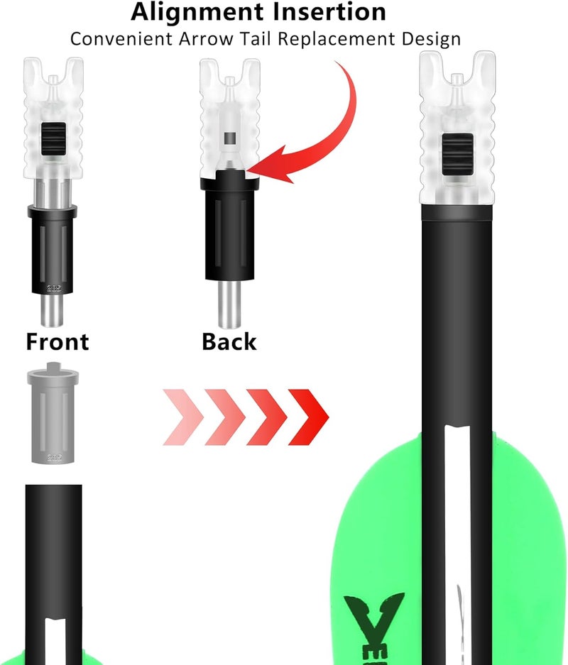 DEEPOWER Store Crossbow Lighted Nocks for Bolts 6 PCS with .285”/.297”/.300”/.305” Bushings LED Nock with ON/Off Switch - Image 2
